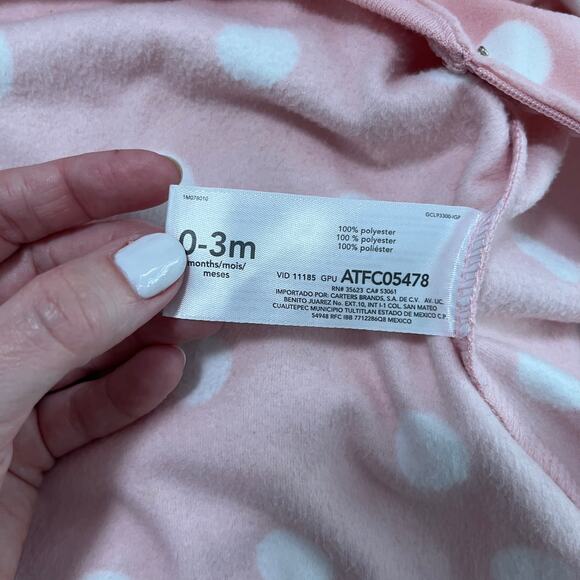 Carter's Baby Girl's Bunny Wearable SleepSack Blanket Size Medium 0-3 Months - Picture 2 of 5